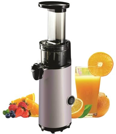 Extracteur de jus JuiceInstant - Presse à froid silencieuse de haute qualité, fonction mixeur pour fruits et légumes, extraction de nutriments, petit espace (Graphite)