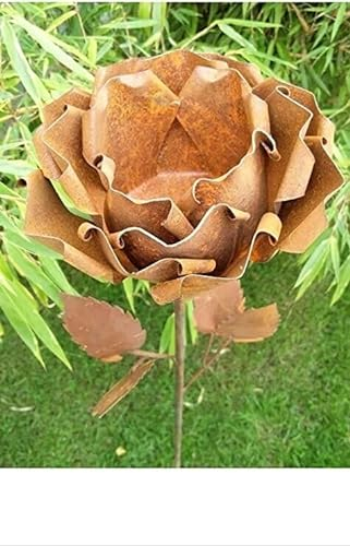 Gartenstecker Beetstecker Rose rost Edelrost Blumen Gartendeko aus Metall 029461-1 H110 B20cm