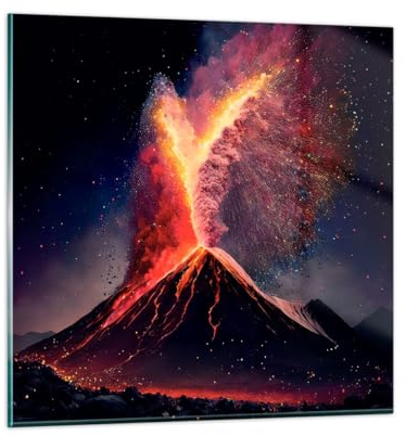 Wandbilder Dekoration Wohnzimmer Vulkan Bank Vulkanischer Berg Bilder auf Glas 50x50cm Glasbild Schlafzimmer Küche Deko Wand Kunstdruck Art Klein Wanddeko Bild im Glas Modern Wall Decor GAC50x50-5746