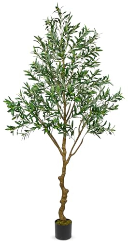 Oairse 210 cm - Olivier artificiel - Grandes plantes artificielles - En plastique - En pot - Pour la décoration de la maison, de la chambre à coucher