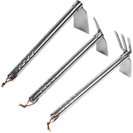Bafnsiji 3 Pcs Hoe Garden Tool, Gardening Rakes Shovel, Garden Small Hand Digger, Pick Axe, 3 Prong Garden Fork for Garden Soil, Digging Hoe Garden Tools
