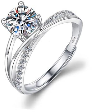 TOEECY Ringe Frauen 925 Sterling Silber Ring Zirkonia Moissanite Diamant Schmuck Verstellbarer Eternity Rings Geburtstagsgeschenk Verlobungsring Eheringe Paar Freund Mädchen (#5)