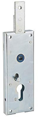 Serratura per porta basculante 1 punto in alto, a cilindro europeo, per garage, 60x160mm, quadro 7mm, zincato - THIRARD