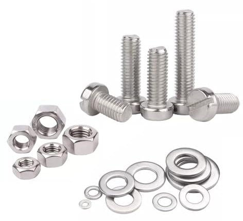 Foyoram M4 Cheese Head Machine Screws M4 Slotted Head Machine Screws Stainless Steel 20 Pieces Plain Washers 20 pcs Hex Nuts 20 pcs (M4 x 12 mm)