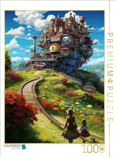 Puzzle · Eisenbahnschloss im Anime Manga Style | 1000 Teile · Lege-Größe 64 × 48 cm · CALVENDO Puzzle