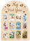 ORIGACH Mein erstes Jahr Foto Display Holzbrett - 12 Monate Neugeborenen Meilensteine Bilderrahmen - Neutral Baby Fotorahmen Geburtstag Party Kinderzimmer Dekoration neue Mutter Geschenk - Herz-Muster