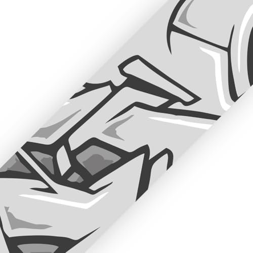 SuperDuperDecor - Graffiti Style - Bedroom Wall Border - Eco Friendly 1.3m Self Adhesive Strips - Grey