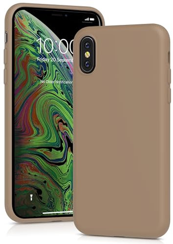 YATWIN Silicone Case for iPhone X/XS, Soft-Touch, Shockproof, DustProof, Antiskid Full Body Armour Phone Cover for Apple iPhone X/XS - Milk Tee