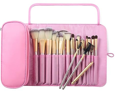 Illkjasfc Make Up Tasche Kosmetikpinsel Make Up Tasche Aufbewahrungstasche Pinsel Handtasche Kosmetiktasche 12 Pinselhaltern