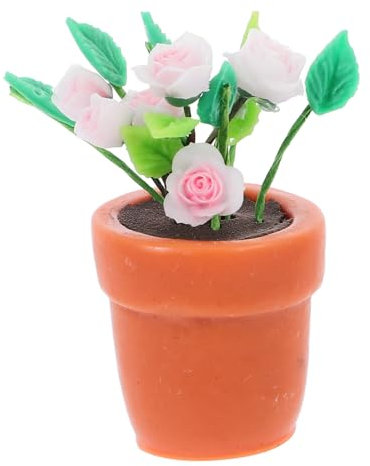 ibasenice Doll House Bonsai Rose Simulation Décoration Miniature pour Maison Accessoires De Jardin Fait Main Ambiance Réaliste Et Élégante Modèle Porcelaine De Rose