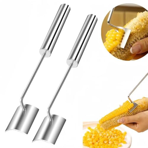 Maiskolbenschäler, Maiskolbenschäler, Edelstahl, Maiskernentferner-Werkzeug mit ergonomischem Griff, Maiskolbenentferner für Heimküchen, Restaurantköche, Picknick-Liebhaber (2 Stück)