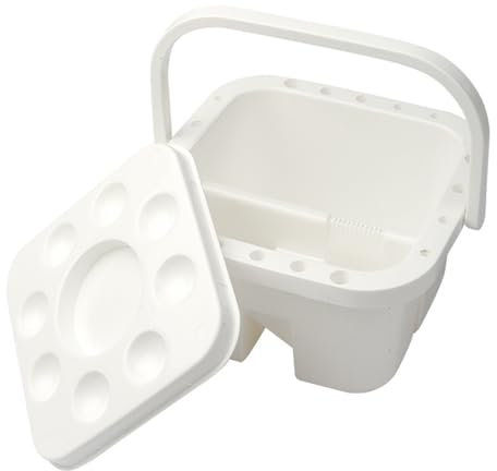 Yeory Paint Brush Cleaner, Paint Brush Washer Cleaner Pot White, Paint Brush Holder with Handle, Artist Paint Brush Washing Bucket, Plastic Brush Washer Box