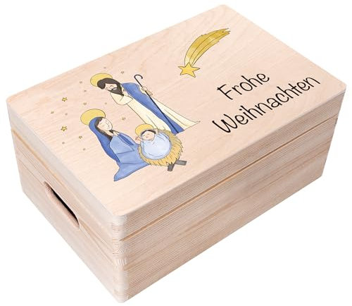 Creative Deco Weihnachtsgeschenke Personalisierte Holzkiste - Heilige Familie | Wunschtext Weihnachten Geschenke | Dein Eigener Wünsche Text Individuelle Geschenk | Weihnachtsdeko Für Frauen, Männer