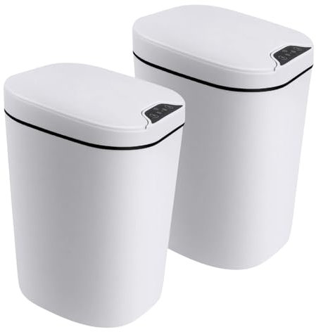 2 Stück Automatischer Mülleimer mit Sensor, 12 l, Kücheneimer mit Bewegungssensor, Kunststoff, elektrischer Abfalleimer ohne Kontakt, Deckel mit sanftem Verschluss, für Küche, Bad, Büro