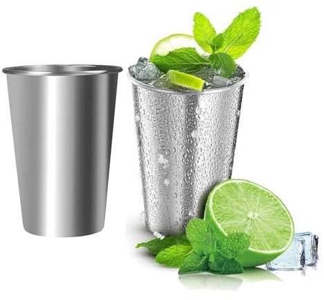 Xinlon 2 Pièces Gobelet Inox Tasses en Acier Inoxydable, Tasse à Eau Empilable en Acier Inoxydable, Convient pour La Famille, Le Camping, Le Pique-Nique, Les Voyages, Le Barbecue, La Randonnée, Etc (3