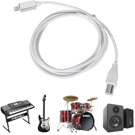 USB Typ-B zu Midi-Kabel, 1.5m USB OTG Kabel für iOS-Geräte, Plug-and-Play OTG Typ B Kabel, Lightning auf MIDI Kabel USB Kompatibel mit Midi-Controller, Audio Interface, USB Mikrofon, Midi-Keyboard