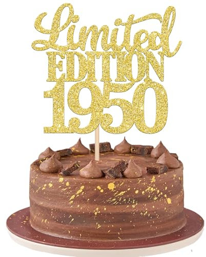 Xsstarmi 1 Pack Limited EDITION 1950 Cake Topper Gold Glitter Happy 75th Bithday Cake Pick Decoration for Cheers to 75 Years Happy 75th Birthday Anniversary Party Cake Decorations Supplies