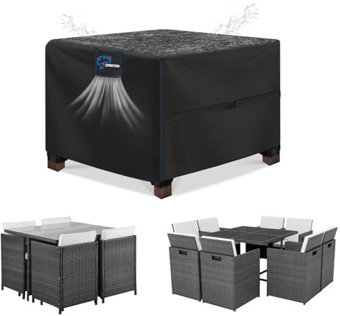 SIRUITON Housse de protection pour meubles de jardin, imperméable et résistante, en tissu Oxford 420D robuste, avec ventilations, 150 x 90 x 75 cm, noir