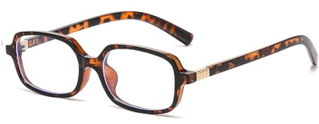 LJCZKA Rectangle Blue Light Blocking Glasses for Women Men Small Narrow Square Frame Computer Gaming Anti Eyestrain Eyeglasses (Brown Leopard, 0.0, x)