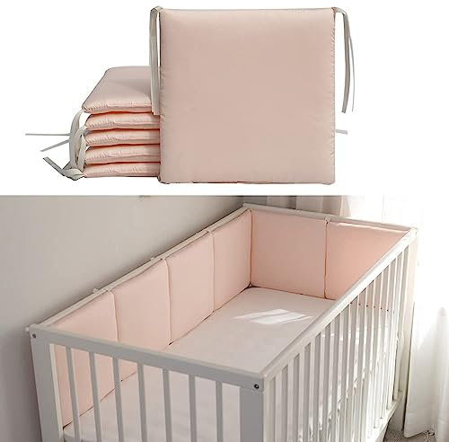 WGQR Baby Bettumrandung Nestchen 30x30cm, Rausfallschutz Bett Bettgitter Bettschutzgitter, Babybett Gitterschutz aus 100% Baumwolle mit Riemen, Bettumrandung/Polster für Laufgitter*E