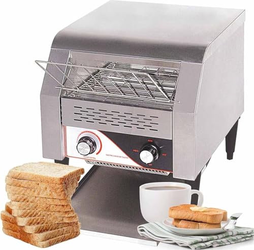 Commercial Conveyor Toaster Oven, Stainless Steel Countertop Electric Toaster for Restaurants, Bakeries, Cafes