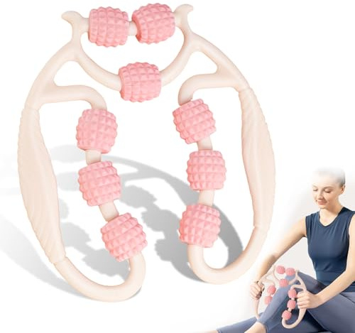 Beinmuskel Massagegerät,Manuelles Anti-Cellulite-Massagegerät in Ergonomischer,Lymphdrainage Gerät Für Nacken, Schulter, Beine und Arm Körperformung mit Tiefenwirkung(Rosa)