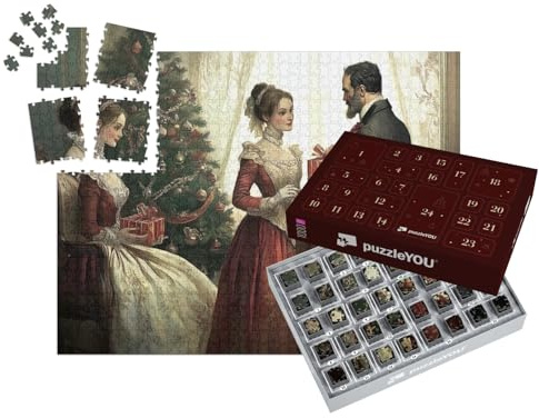 puzzleYOU: Puzzle-Adventskalender | „Weihnachtsbescherung: Viktorianische Familie“ – aus der Puzzle-Kollektion Weihnachten