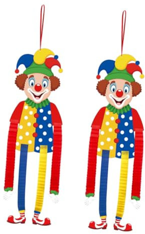 HOOTNEE 2stücke Deko Clowns Figuren zum Aufhängen für Partys Karnevalsdeko aus Papier Lustige Clown-wanddekorationen für Veranstaltungen