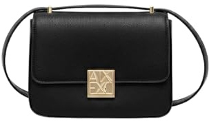 Armani Exchange, Women's Amy, sustainable, gold logo plate, Crossbody bag, Black, One size