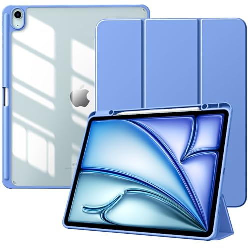 TiMOVO Funda para Nuevo iPad Air 13 Pulgadas (M4/M3/M2-2026/2025/2024) con Runura para Lápiz, Cubierta Delgada con Soporte, Funda Trasera Transparente, Auto Activación/Reposo, Azul