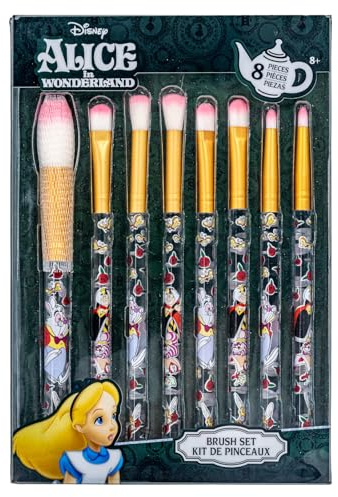 Alice in Wonderland Set 8 Pinceaux Maquillage Ombres, Blush & Highlighter