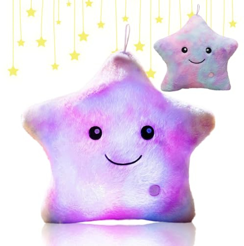 Shengou Weihnachten Kissen Stern LED, kuschelkissen LED,Kissen Deko, Leuchtendes Sternenkissen, Sternkissen Flauschiges, für Weihnachten,Geburtstag,Schlafzimmer Deko