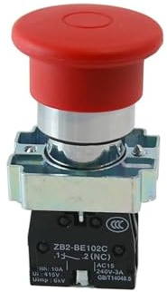 Interruptores de botón pulsador de parada de emergencia con cabeza de hongo de 40 mm, señal roja XB2BT42C, normalmente cerrados, con autobloqueo y pulsador de empuje y tracción NC Controls Switches