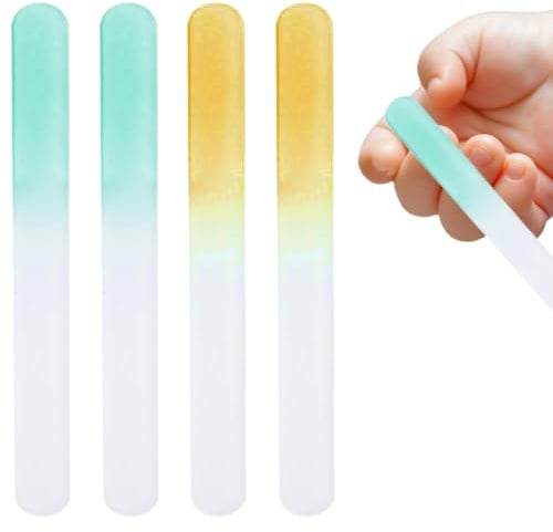 WUYJI Nail Care, lima unghie neonato Set di 4 lime per unghie in vetro, piccole dimensioni, 9 * 1 * 0,3 cm (blu, giallo)