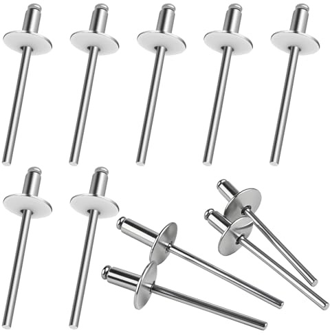 SHBAOCH Blindnieten mit Großem Flansch, 4 x 8 mm 120 Stück Popnieten Aluminium Set, Silber Blindnieten Set für Metall Kunststoff Holz Möbel Holzbearbeitung