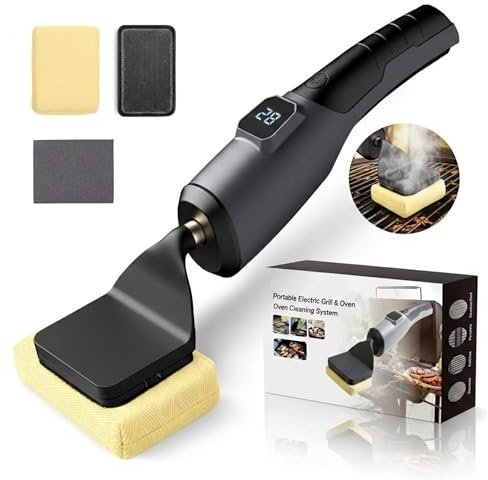 Airlovers Electric Grill Brush 2026, Rechargeable Grill Cleaning Brush with Reciprocating Motion & 7.4V Dual-Battery System, No-Splatter Bristle-Free Electric Grill Brush with Replaceable Brush Heads