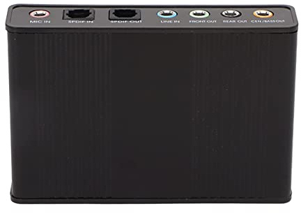 SUNGOOYUE USB Sound Card, 5.1 Channel External Sound Card with 48kHz Sampling Rate for PC Laptop Computer, Supports Analog and Digital Output (Black)