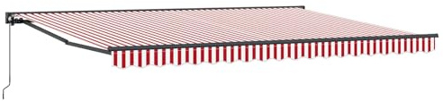 vidaXL Manuell einziehbare Markise Rot und Weiß 4,5 x 3,5 m, Garten und Terrasse, rechteckige, Moderne, ausziehbare Markise, Perfekter Sonnenschutz, platzsparend, Polyesterstoff