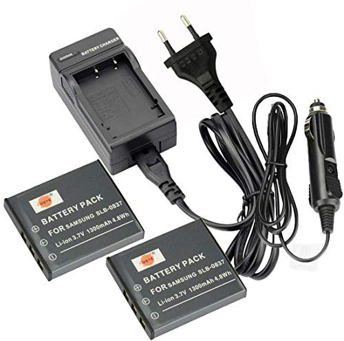 DSTE 2-pack Rechange Batterie et DC29E Voyage Chargeur pour Samsung SLB-0837 Digimax i6 PMP L50 L60 L80, i70 i70S L73 L83T L201 L301 L700 L700S NV3 NV5 NV7 NV7 OPS NV10 NV15 NV20 NV8 VLUU NV10