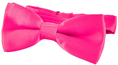 DonDon pajarita noble para niños - combinada y ajustable 9x 4,5 cm - de color fucsia - brillada con aire de seda