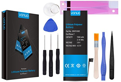 Vonuo battery, lithium polymer battery for iPhone 7, 1960 mAh, replacement battery or change