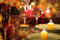 Jinfa Set da 2 Portacandele decorativi vasetti per candele vetro | Sferico ORO | Ø8cm, h8.8cm