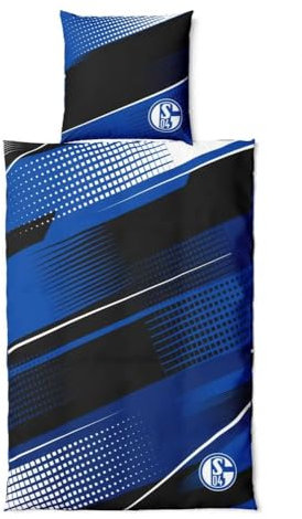FC Schalke 04 Bettwäsche - Raster - schwarz/blau 2teilig Baumwolle 135 x 200 cm S04