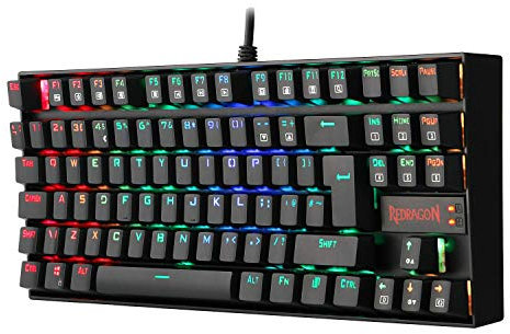 Redragon K552 75% Mechanical Gaming Keyboard RGB Backlit Wired with Red Switches for Windows Gaming PC, UK QWERTY (Black)