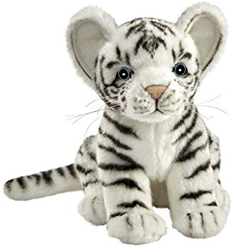 Hansa - Plüschtier, Tiger, weiß, für Baby, sitzend, 20 cm H/20 cm L