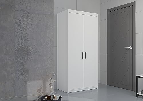 Kuechen-preisbombe Elena 2-türig Kleiderschrank Drehtürenschrank Wäscheschrank Schrank Weiss matt