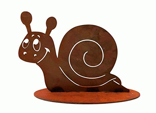 itsisa Dekofigur Schnecke auf Standplatte im Rost Design, Rostfigur, Gartendeko, Metalldeko
