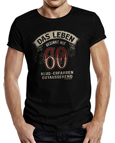 Geschenk T-Shirt zum runden Geburtstag: Das Leben beginnt mit 60 Jahren L Nr.6396