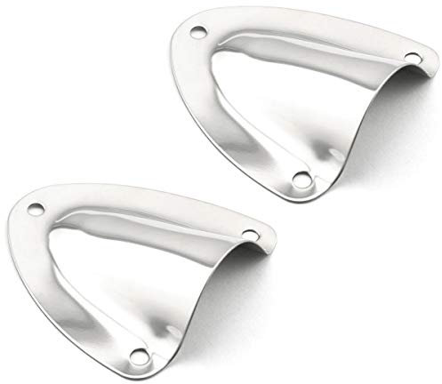 Lind Kitchen 2 Pcs 2.24x2.16x1.65inch Stainless Steel Large Size Marine Vent Cover, Air Outlet and Protective Cap, Wire Cover Clam Shell Vent for Boat Cable and Transducer Wiring