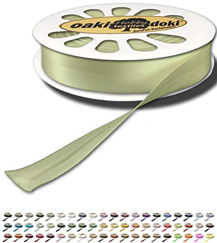 Sandras-Bastelladen Schrägband/Einfassband Satin gefalzt 20m x 20mm 408-Hellgrün